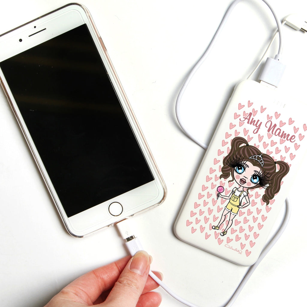 ClaireaBella Girls Heart Pattern Portable Power Bank - Image 3