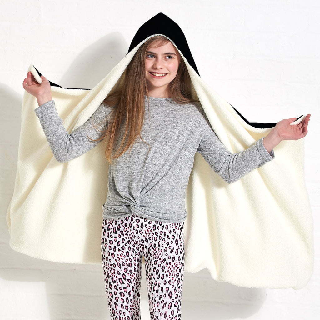 ClaireaBella Girls Lux Collection Black Hooded Blanket - Image 5