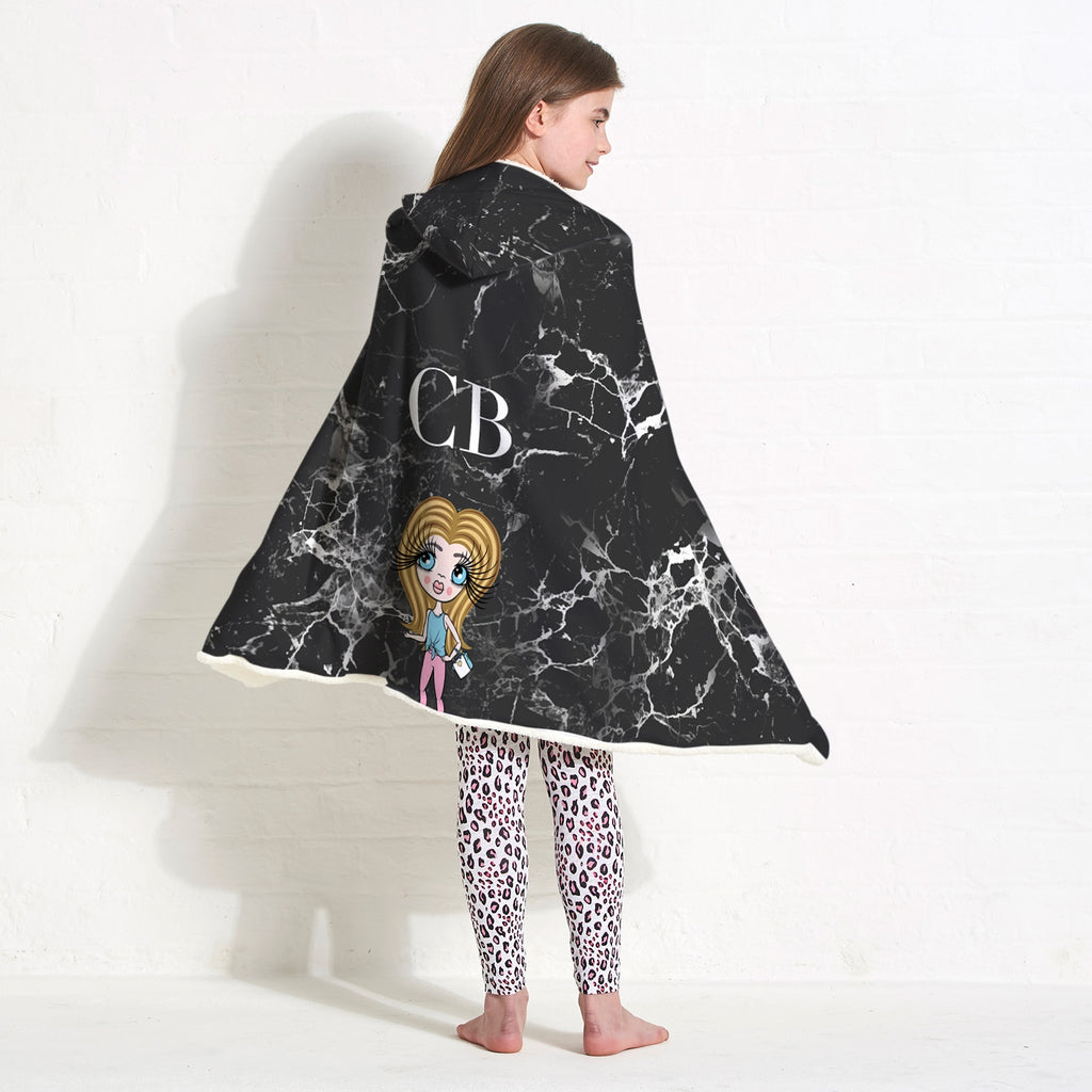 ClaireaBella Girls Lux Collection Black Marble Hooded Blanket - Image 4