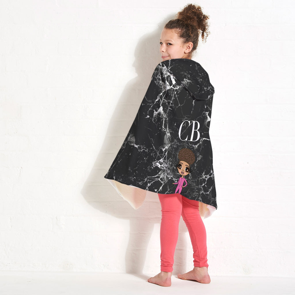 ClaireaBella Girls Lux Collection Black Marble Hooded Blanket - Image 5