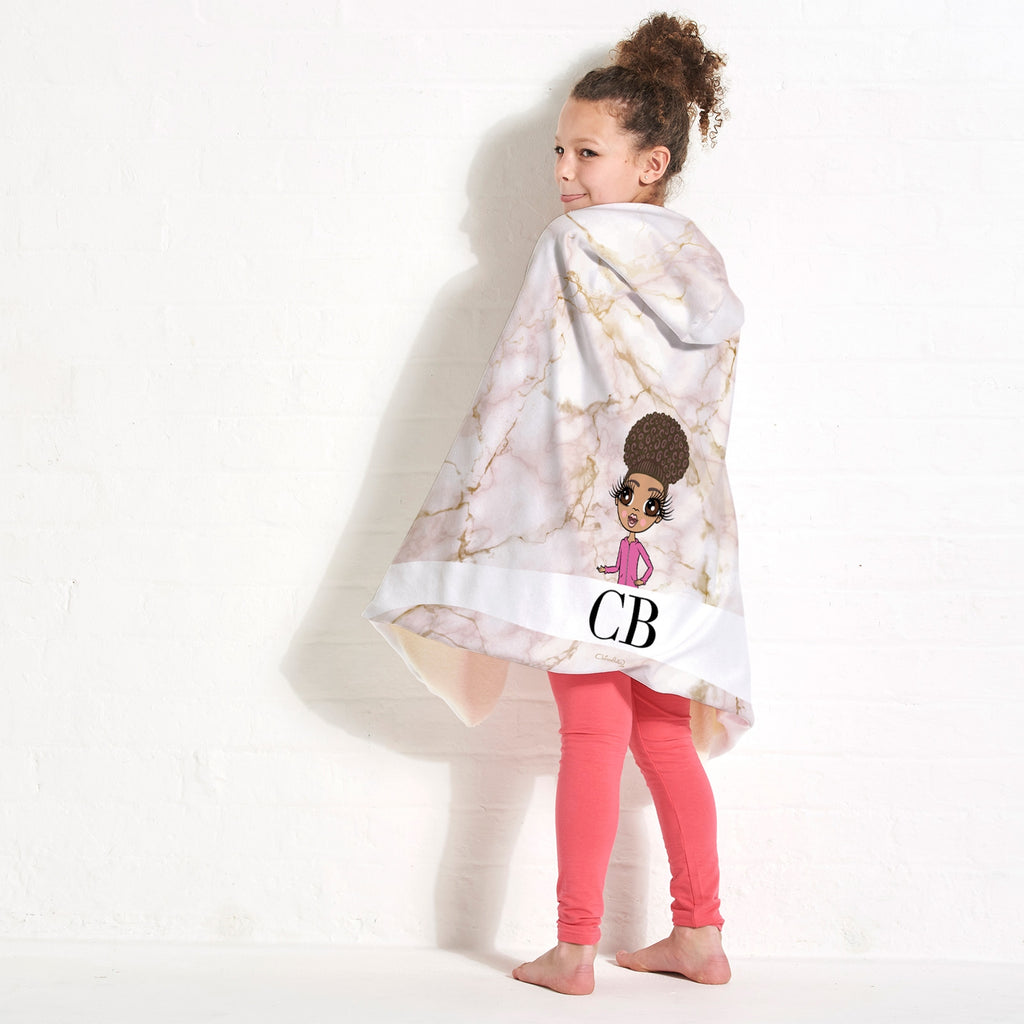 ClaireaBella Girls Lux Collection Pink Marble Hooded Blanket - Image 7