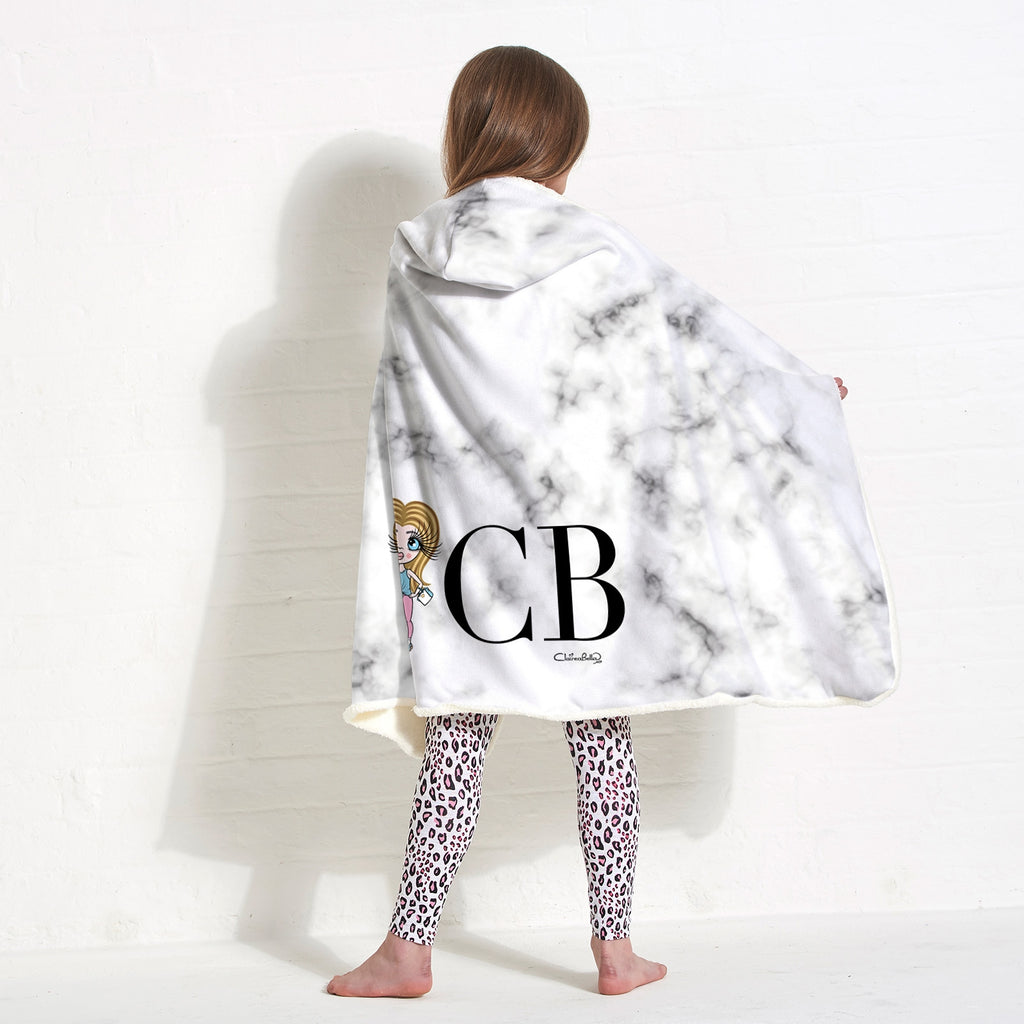 ClaireaBella Girls Lux Collection White Marble Hooded Blanket - Image 1