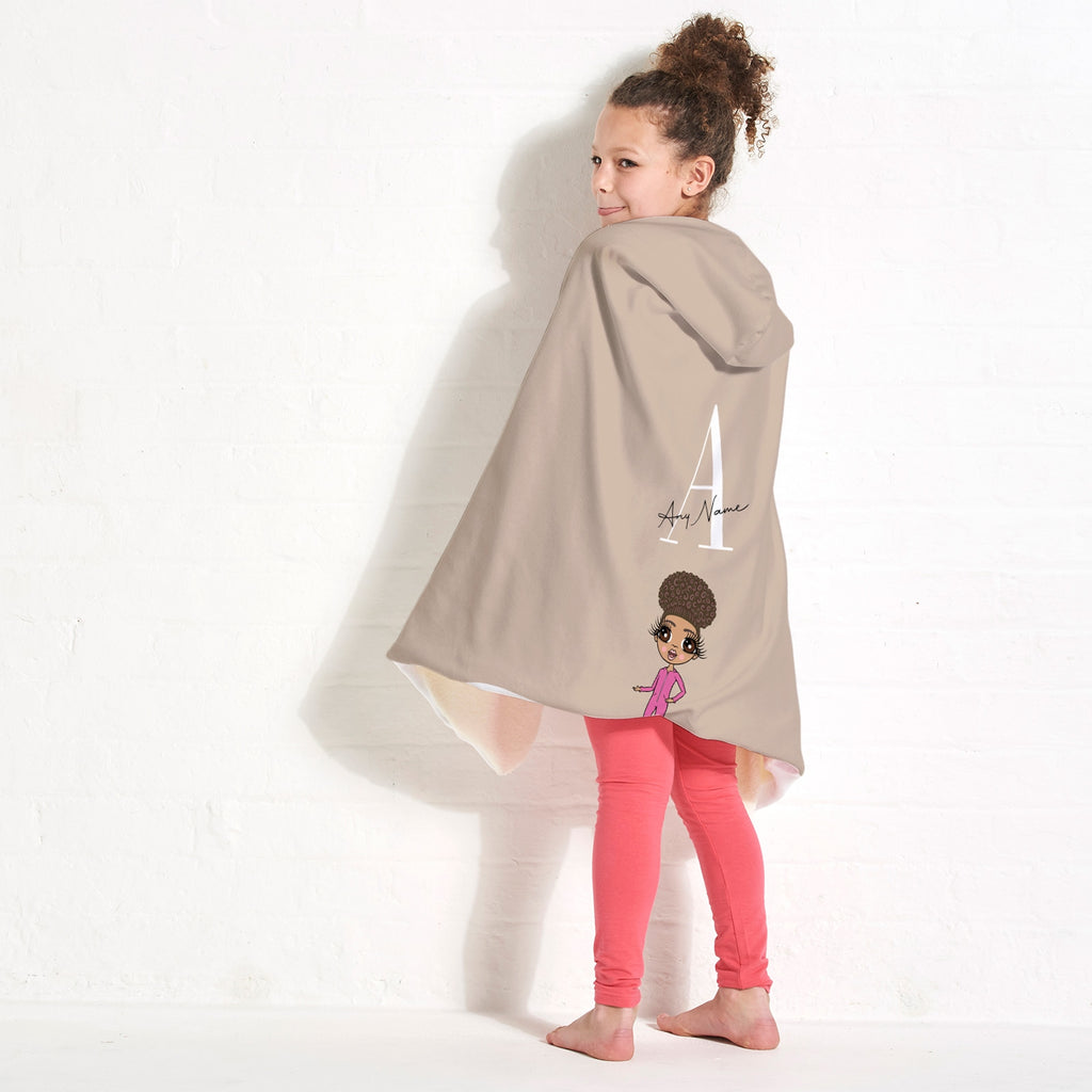 ClaireaBella Girls Lux Initial Nude Hooded Blanket - Image 3