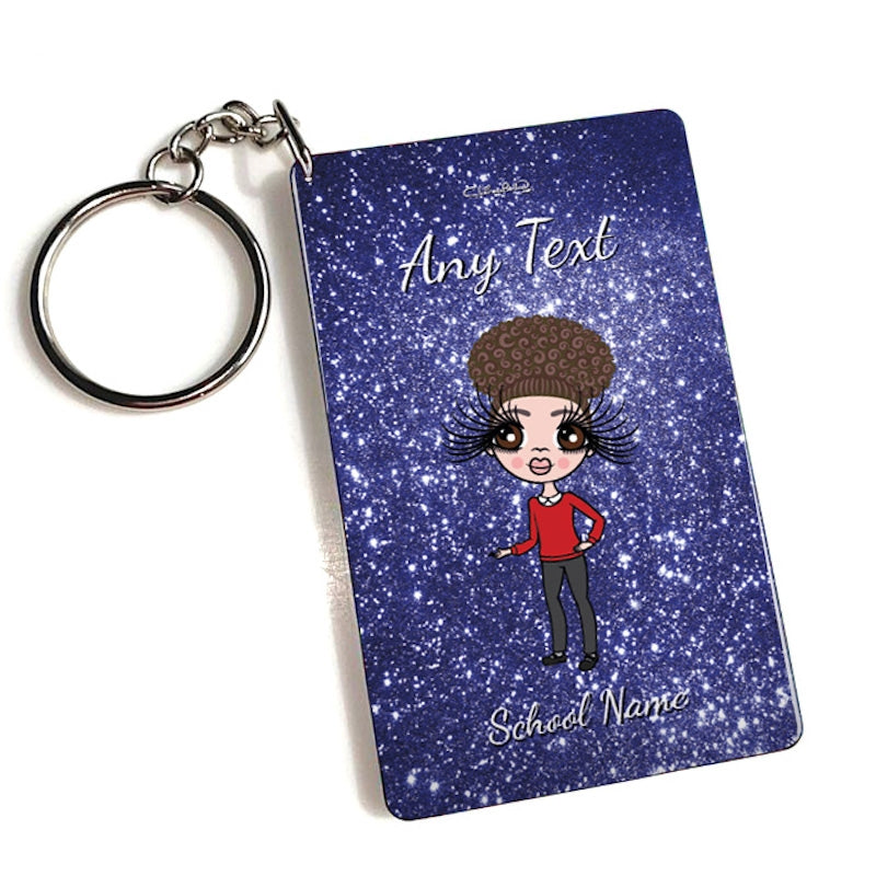 ClaireaBella Girls Personalised Blue Glitter Keyring - Image 1