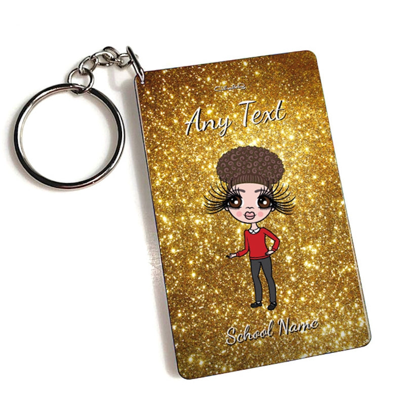 ClaireaBella Girls Personalised Gold Glitter Keyring - Image 1
