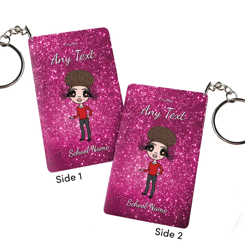 ClaireaBella Girls Personalised Pink Glitter Keyring - Image 2