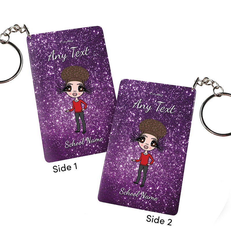 ClaireaBella Girls Personalised Purple Glitter Keyring - Image 2