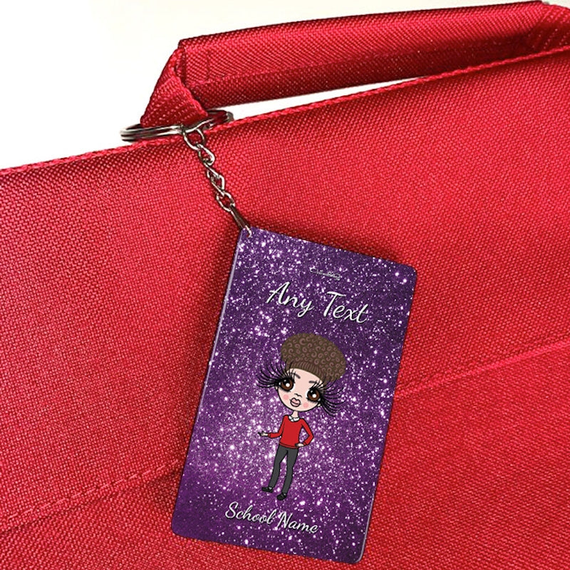 ClaireaBella Girls Personalised Purple Glitter Keyring - Image 3