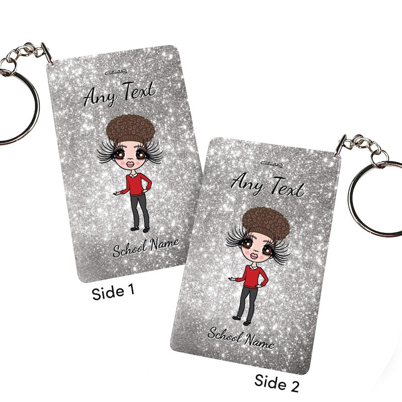 ClaireaBella Girls Personalised Silver Glitter Keyring - Image 2