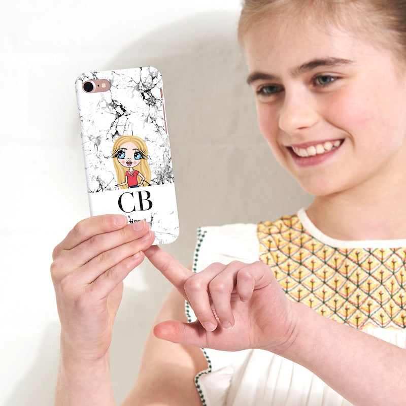 ClaireaBella Girls Personalised The LUX Collection Black and White Marble Phone Case - Image 6
