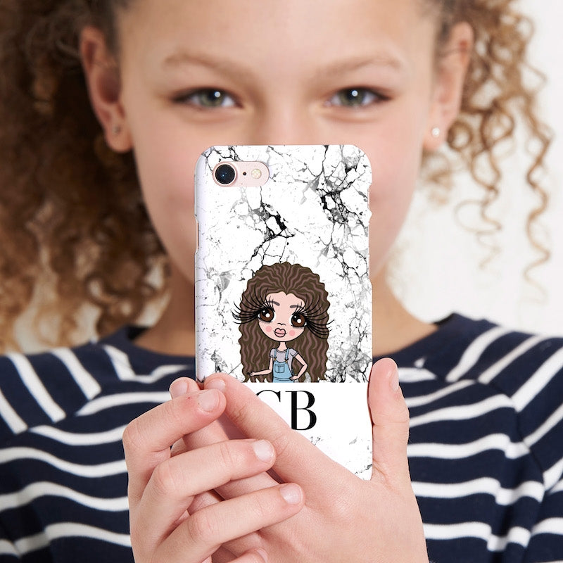 ClaireaBella Girls Personalised The LUX Collection Black and White Marble Phone Case - Image 4