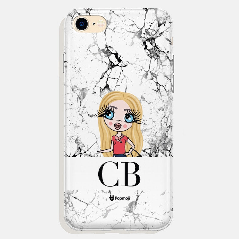 ClaireaBella Girls Personalised The LUX Collection Black and White Marble Phone Case - Image 2