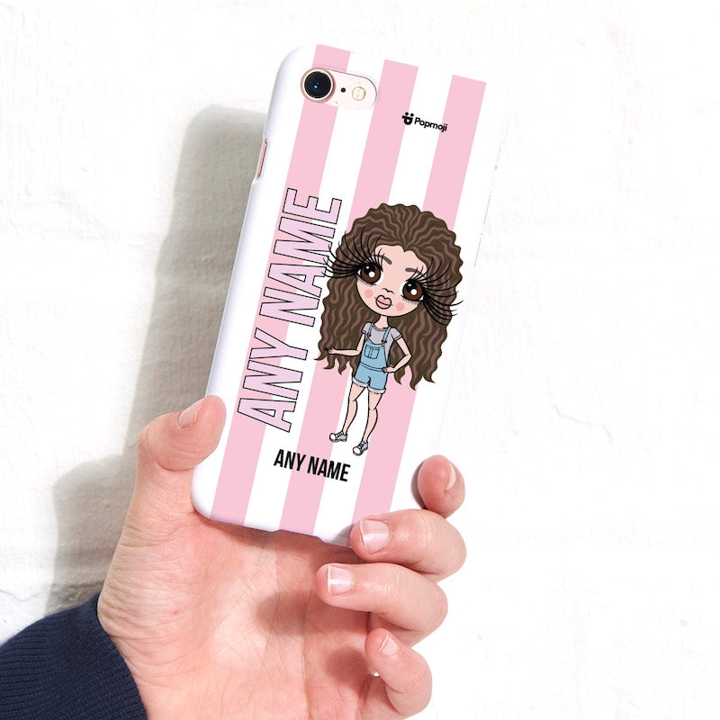 ClaireaBella Girl Personalised Pink Stripe Phone Case - Image 1