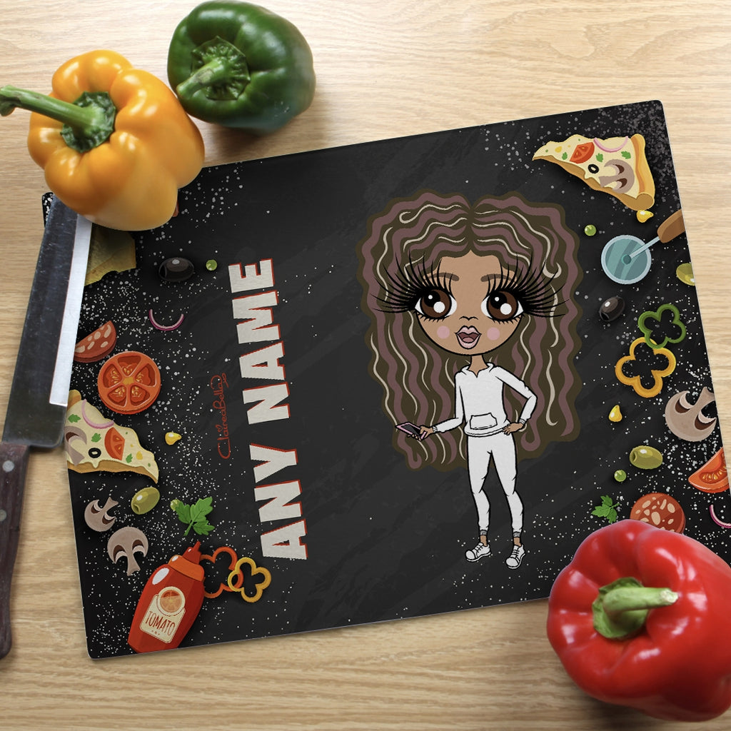 ClaireaBella Girls Landscape Glass Chopping Board - Pizza - Image 2