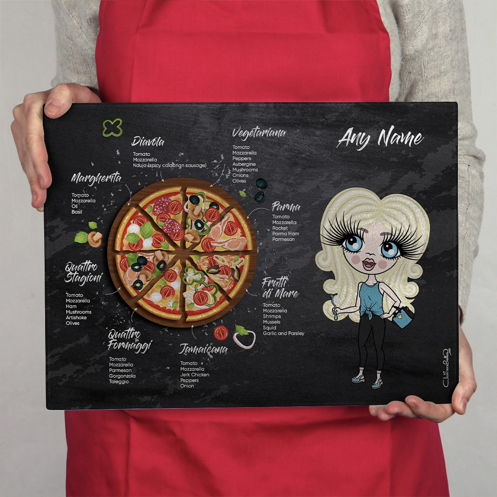 ClaireaBella Girls Glass Chopping Board - Pizza Selection - Image 3