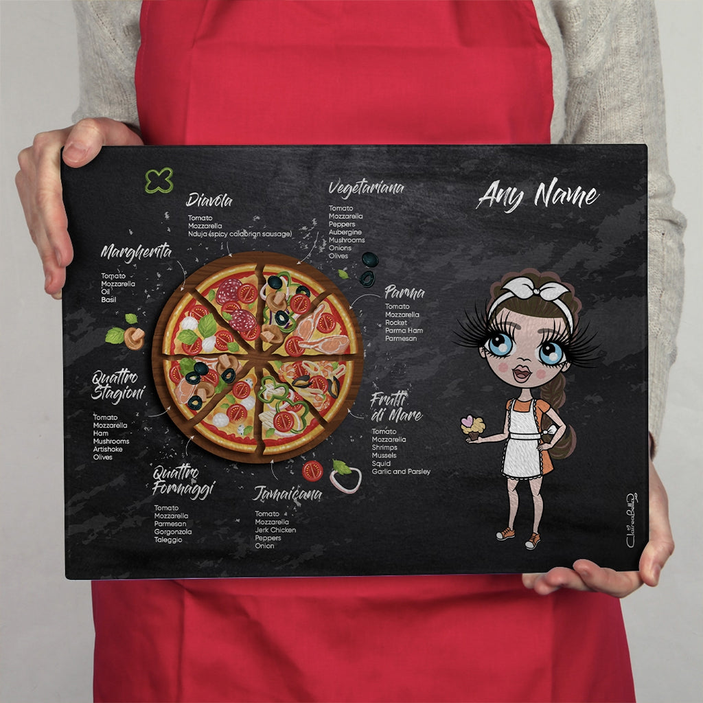 ClaireaBella Girls Glass Chopping Board - Pizza Selection - Image 4