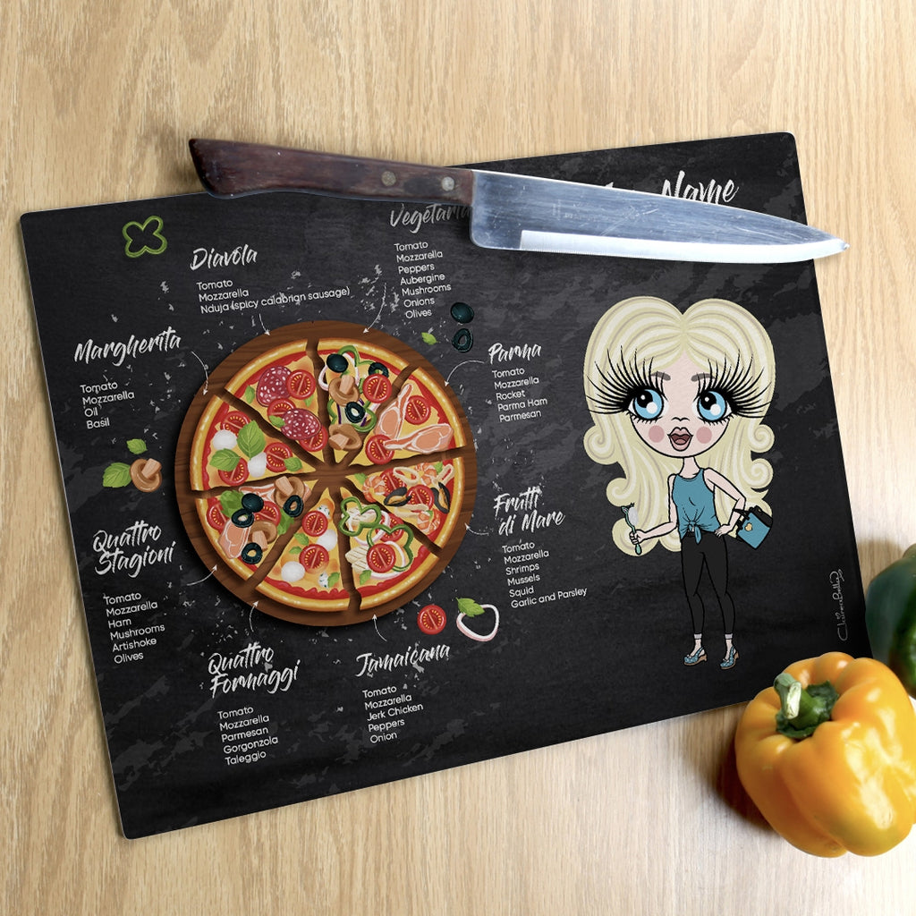 ClaireaBella Girls Glass Chopping Board - Pizza Selection - Image 6