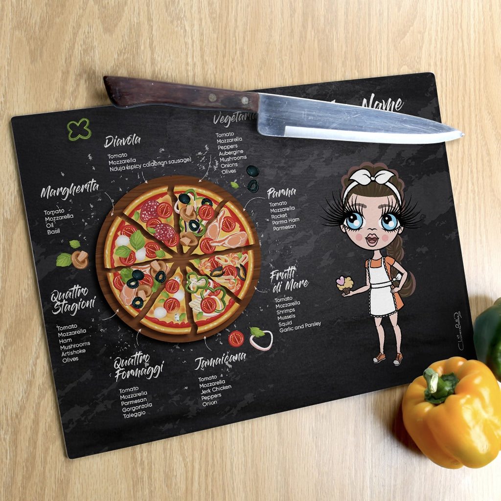 ClaireaBella Girls Glass Chopping Board - Pizza Selection - Image 5