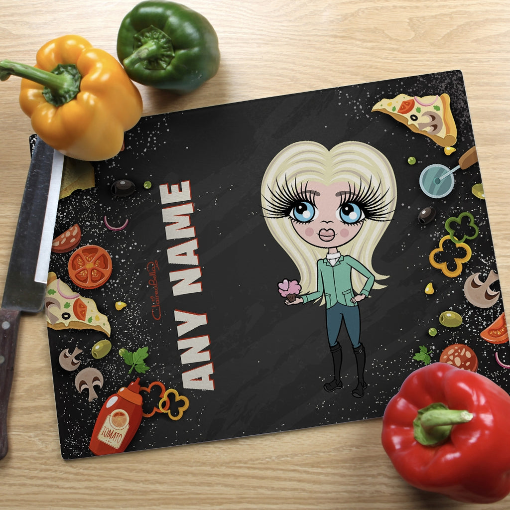 ClaireaBella Girls Landscape Glass Chopping Board - Pizza - Image 1