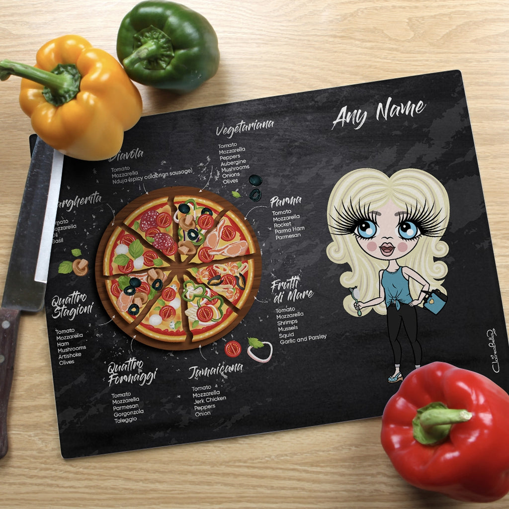 ClaireaBella Girls Glass Chopping Board - Pizza Selection - Image 2