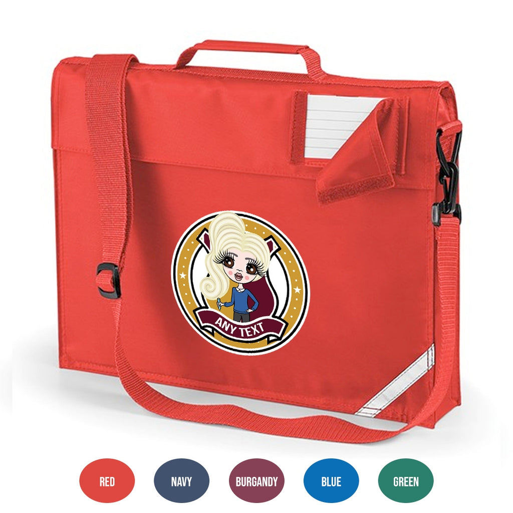 ClaireaBella Girls Premium Personalised School Emblem Mustard Book Bag - Image 1