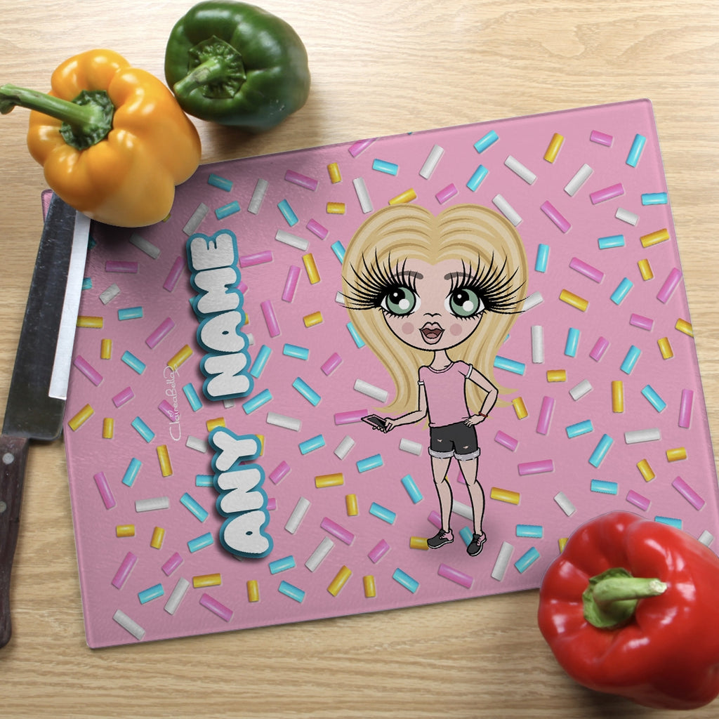 ClaireaBella Girls Landscape Glass Chopping Board - Sprinkles - Image 1