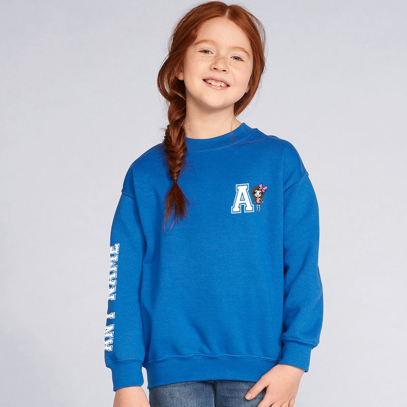 ClaireaBella Girls Varsity Initial Emblem Sweatshirt - Image 1