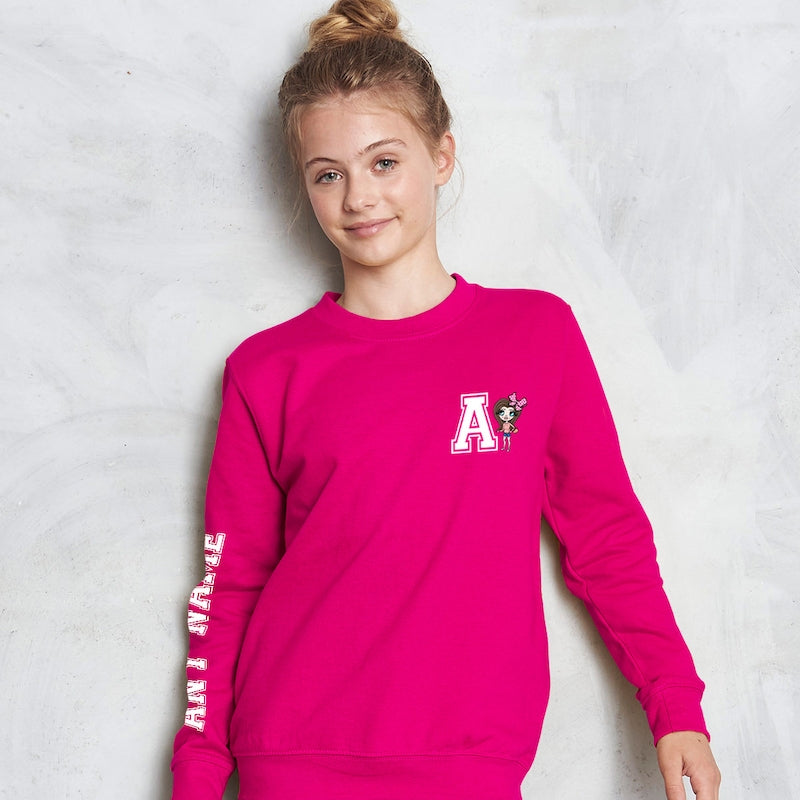 ClaireaBella Girls Varsity Initial Emblem Sweatshirt - Image 4