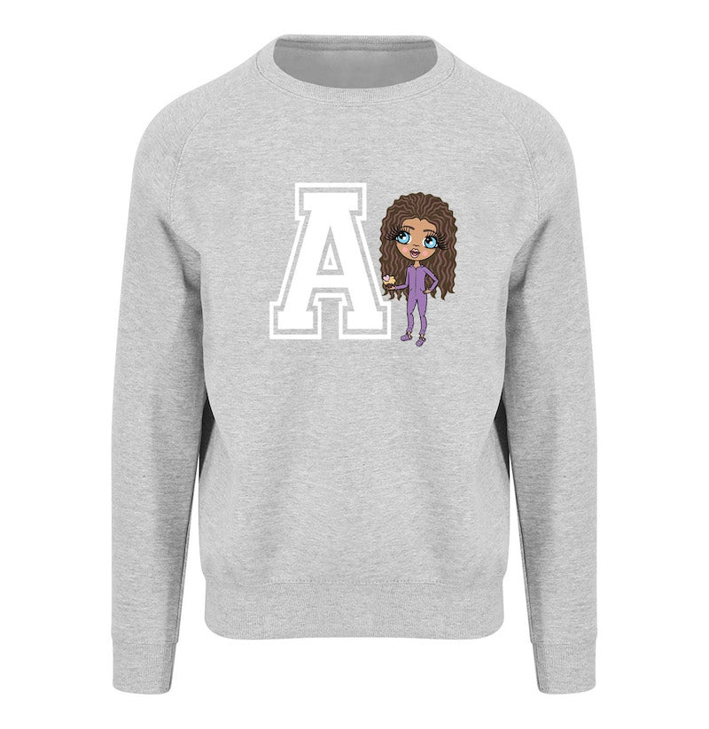 ClaireaBella Girls Varsity Large Central Initial Sweatshirt - Image 2