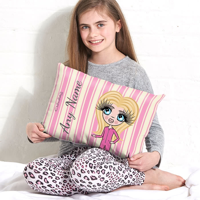 ClaireaBella Girls Placement Cushion - Pink Stripe - Image 1