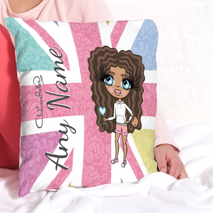 ClaireaBella Girls Square Cushion - Union Jack - Image 3