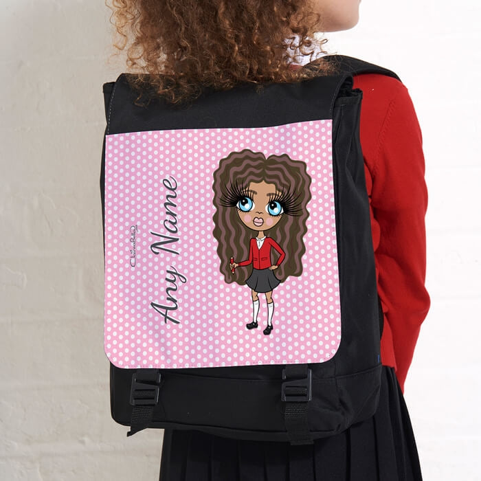 ClaireaBella Girls Pink Polka Dot Large Backpack - Image 3