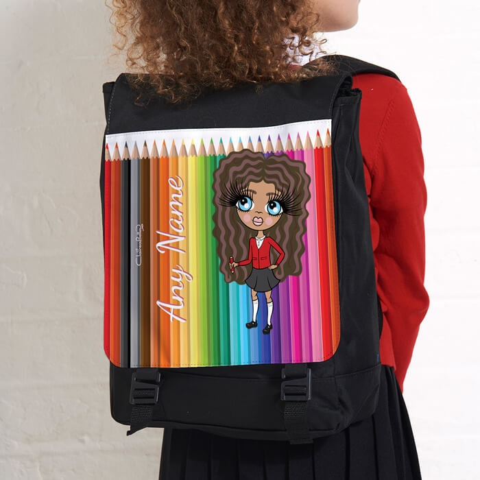 ClaireaBella Girls Coloured Pencils Large Backpack - Image 2