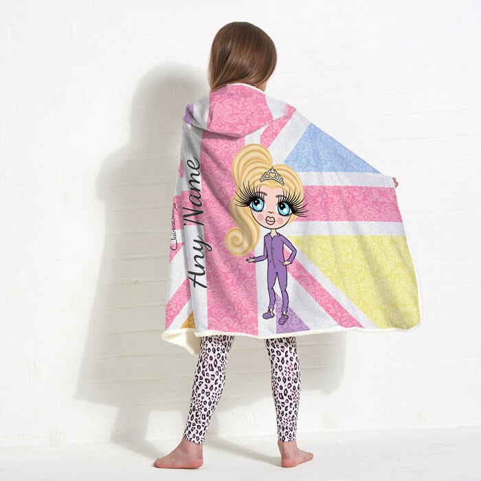 ClaireaBella Girls Union Jack Hooded Blanket - Image 1