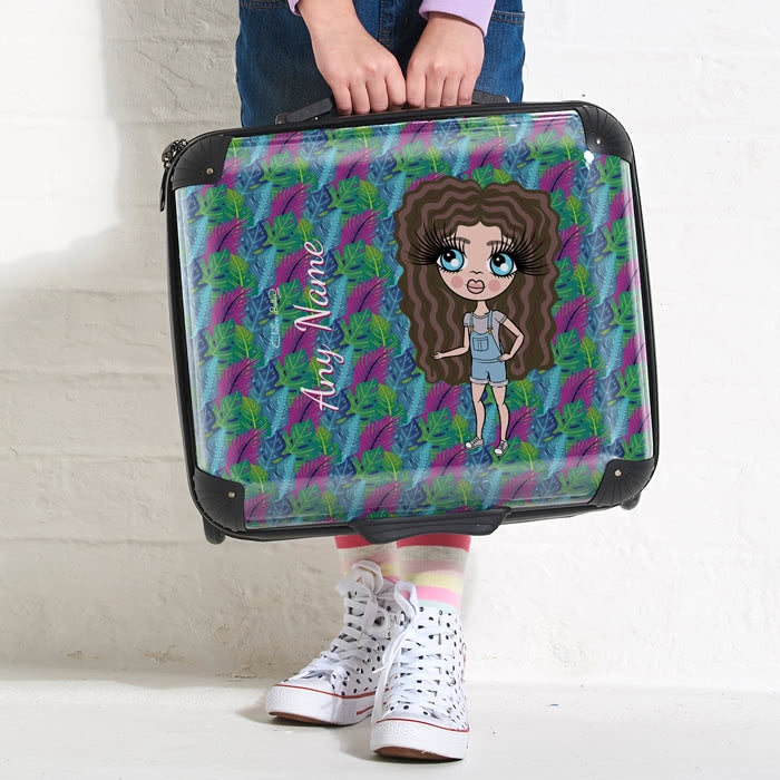 ClaireaBella Girls Neon Leaf Weekend Suitcase - Image 1