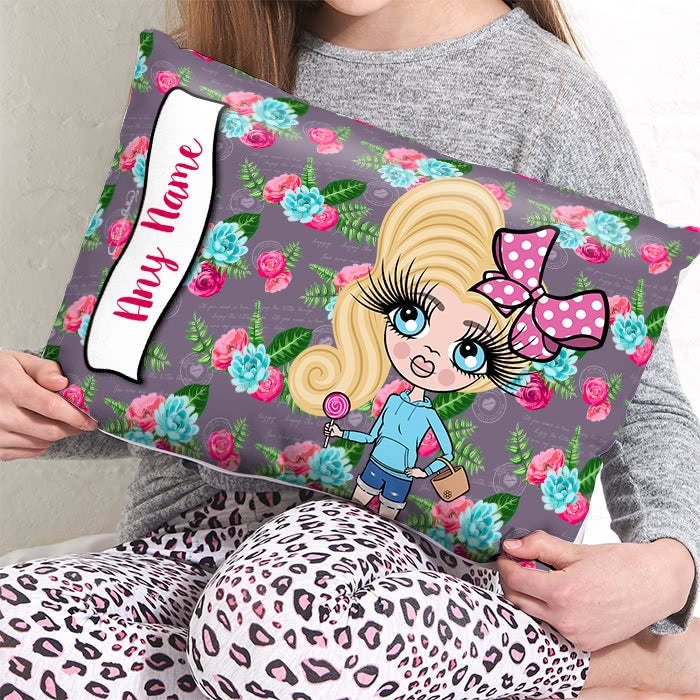 ClaireaBella Girls Placement Cushion - Grey Floral - Image 1