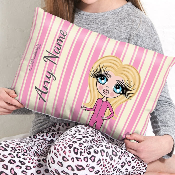 ClaireaBella Girls Placement Cushion - Pink Stripe - Image 2