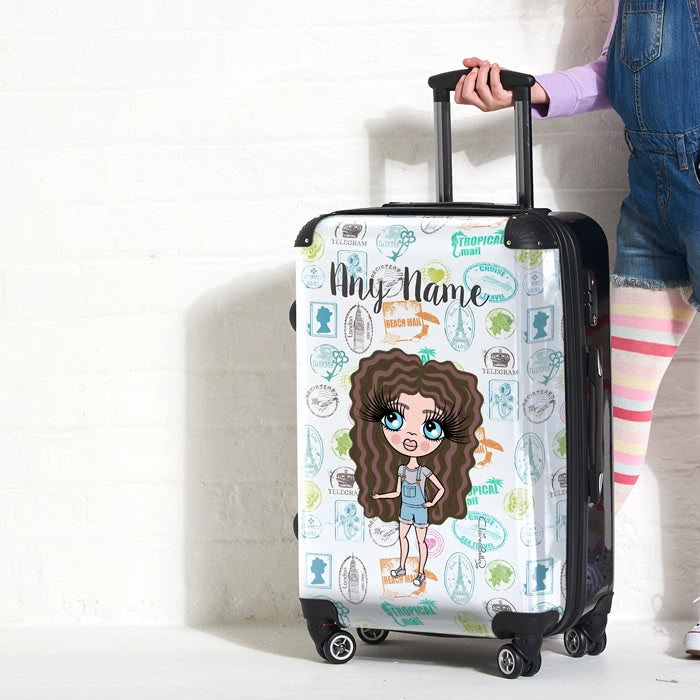 ClaireaBella Girls Travel Stamp Suitcase - Image 1
