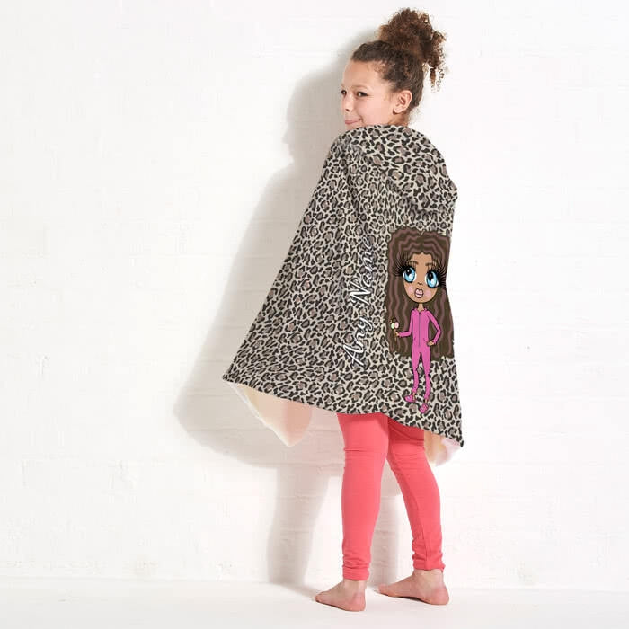 ClaireaBella Girls Leopard Print Hooded Blanket - Image 3
