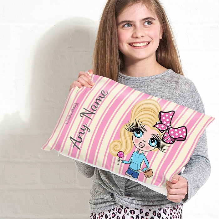 ClaireaBella Girls Placement Cushion - Pink Stripe - Image 3