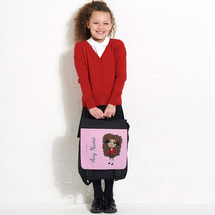 ClaireaBella Girls Pink Polka Dot Large Backpack - Image 4