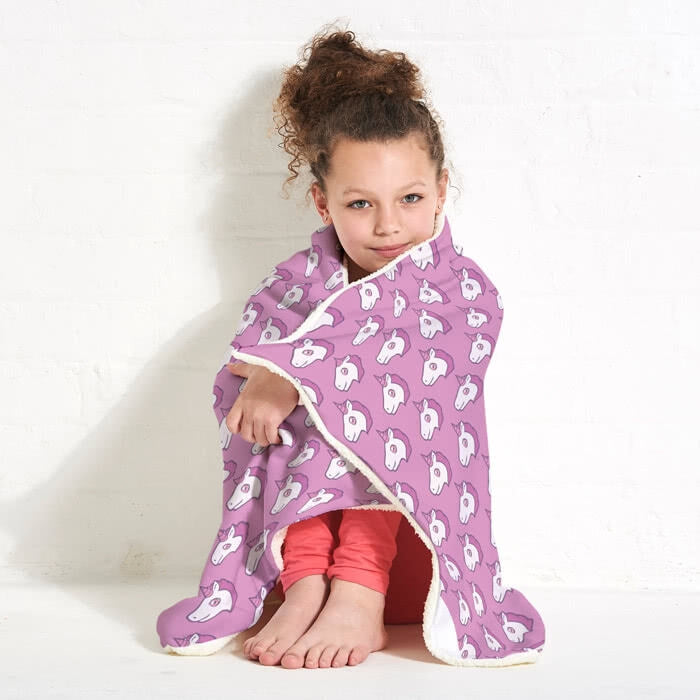 ClaireaBella Girls Unicorn Emoji Hooded Blanket - Image 5