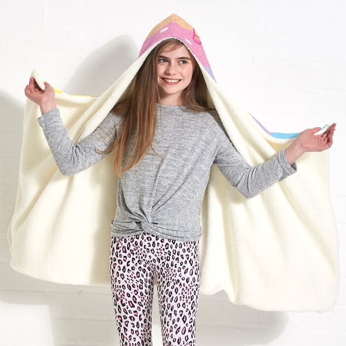 ClaireaBella Girls Unicorn Poop Emoji Hooded Blanket - Image 2