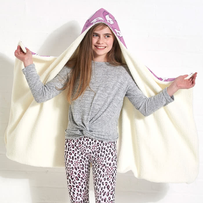 ClaireaBella Girls Unicorn Emoji Hooded Blanket - Image 2