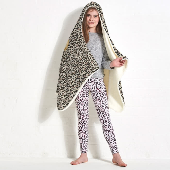 ClaireaBella Girls Leopard Print Hooded Blanket - Image 7