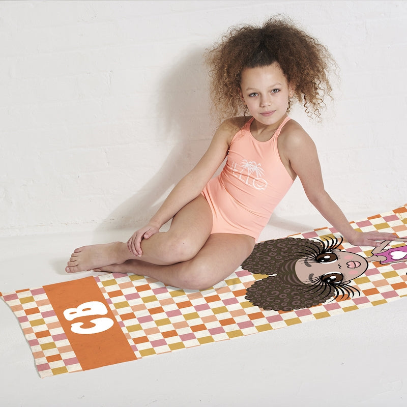 ClaireaBella Girls Personalised Checkered Beach Towel - Image 2