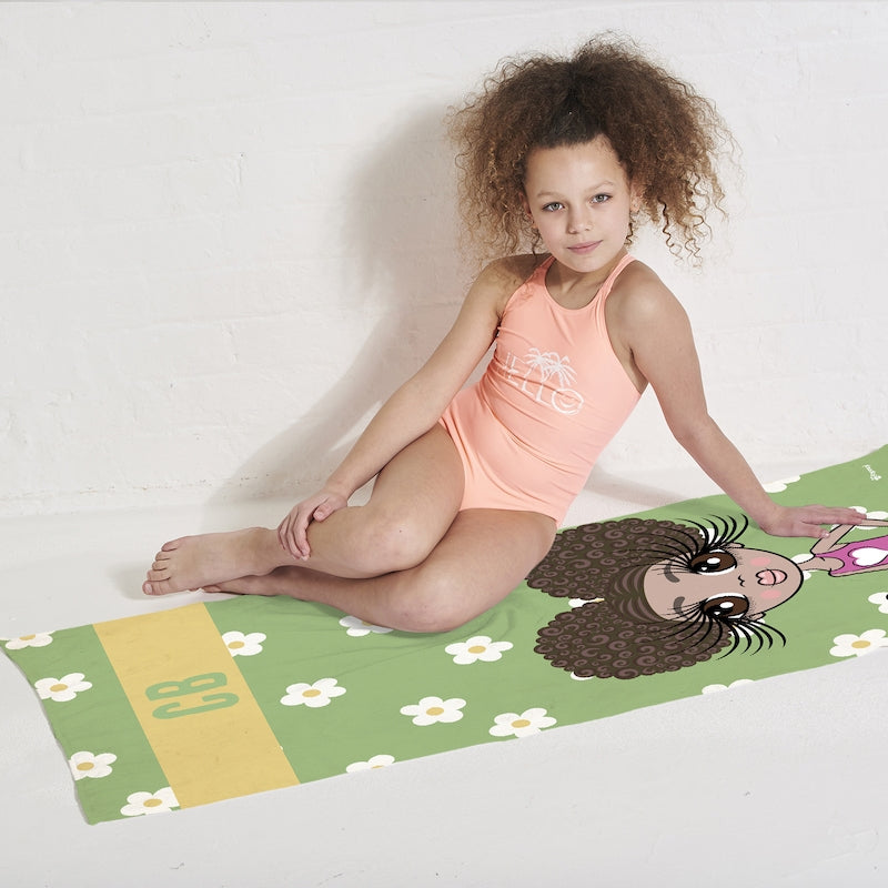 ClaireaBella Girls Personalised Retro Daisy Beach Towel - Image 2