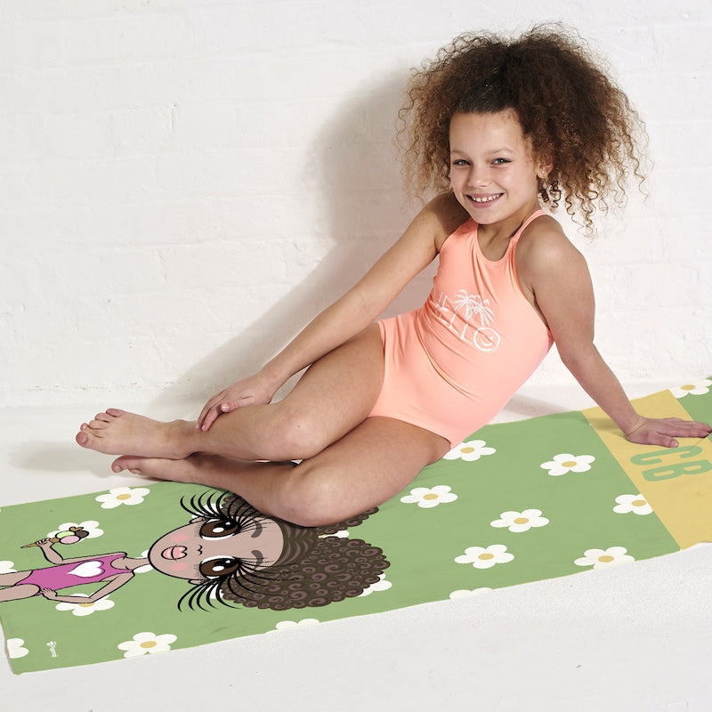 ClaireaBella Girls Personalised Retro Daisy Beach Towel - Image 4