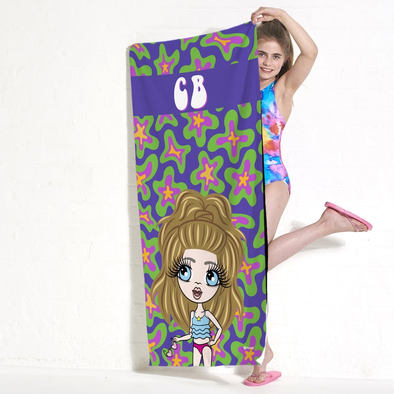ClaireaBella Girls Personalised Flower Power Beach Towel - Image 2