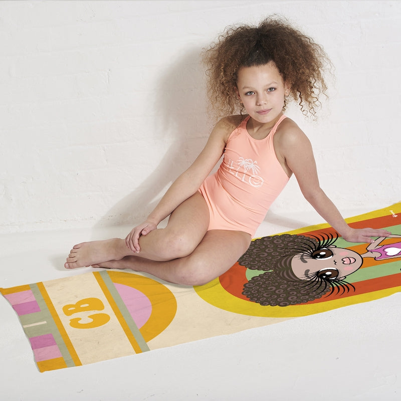 ClaireaBella Girls Personalised Retro Rainbow Beach Towel - Image 2